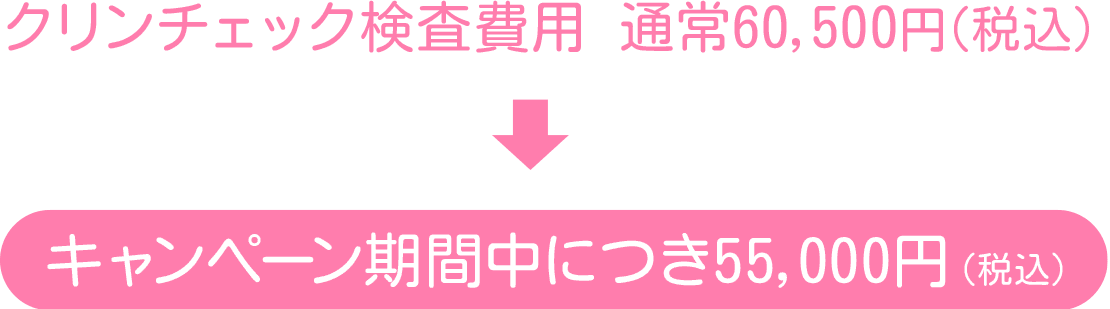 クリーンチェック検査費用 通常50,000円+税→キャンペーン期間中につき5,000円